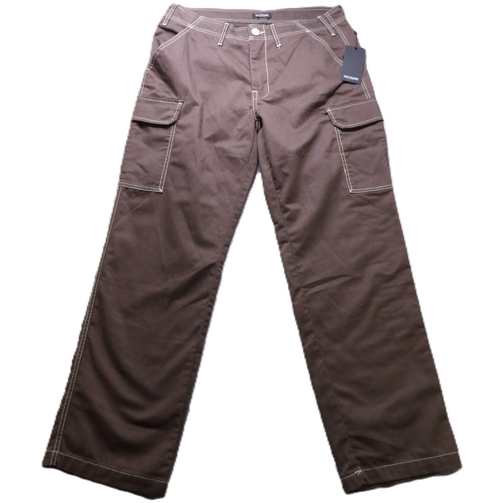 NWT True Religion Cargo Pants Men 34 Bracken Brown Super T Stitch Baggy Workwear